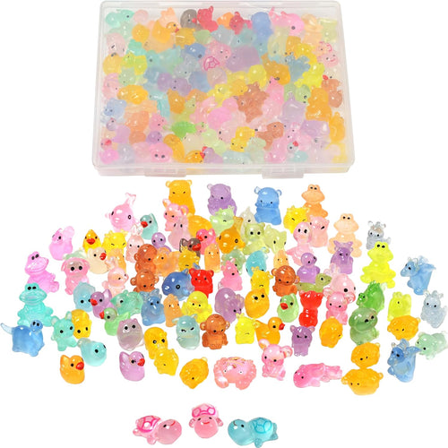 Mini Resin Ducks Tiny Animals Various Small Animals Dog, Rabbit, Turtle, Chick, Bird Glow in The Dark for Garden Micro Landscape Potted Dollhouse Decor（Random Style）