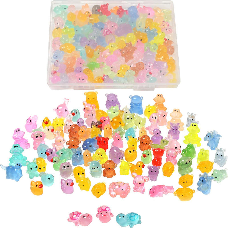 Mini Resin Ducks Tiny Animals Various Small Animals Dog, Rabbit, Turtle, Chick, Bird Glow in The Dark for Garden Micro Landscape Potted Dollhouse Decor（Random Style）