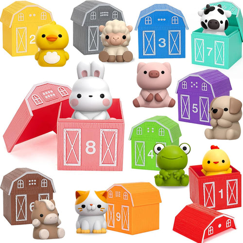 20-Piece Farm Animals Toy Set for Toddlers, Montessori Counting and Matching Fine Motor Games
