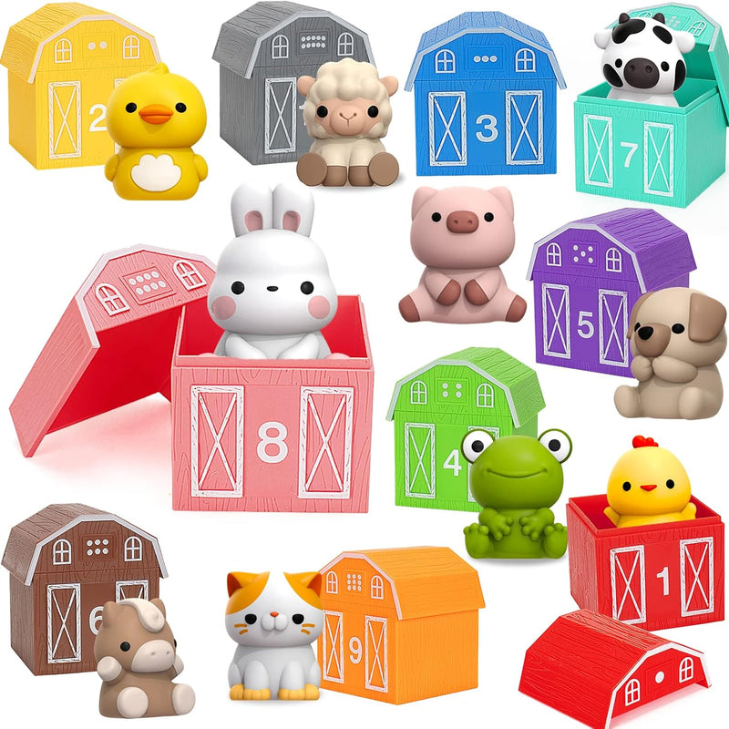 20-Piece Farm Animals Toy Set for Toddlers, Montessori Counting and Matching Fine Motor Games