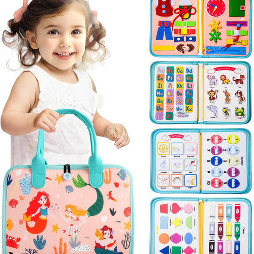 Teefrye Toddler Busy Board Montessori Toy for Toddlers 1-3 Year Old with Preschool Learning Fine Motor Skills Toy Quiet Book Gift for Kids