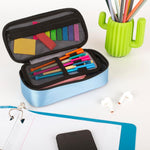 Five Star Pencil Pouch, Pen Case, High-Capacity Zipper Pouch, Storage Organizer for School Supplies Earbuds Chargers Cables Makeup, Blue/Denim (500212F-ECM)