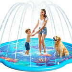 Splash Pad Sprinkler for Kids & Dog, 75" Round Sea World Splash Pad for Kids Ages 2+, Thicken Outdoor Water Toy Play Mat for Children, Backyard Inflatable Sprinkler Shallow Pool Fountain Pad