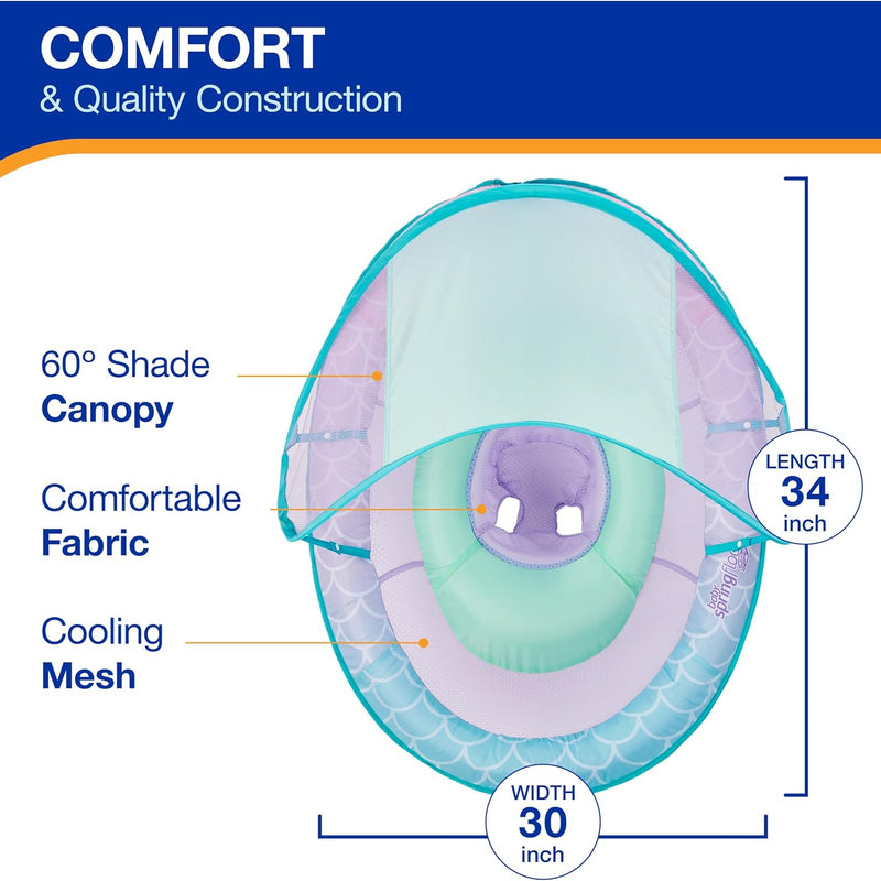 SwimWays Baby Spring Float with Adjustable Canopy and UPF Sun Protection for 9-24 Months
