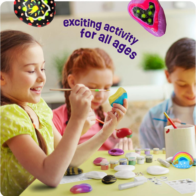 Dan&Darci kids' rock painting kit with glow-in-the-dark paints for creative art toys, ages 6-12.