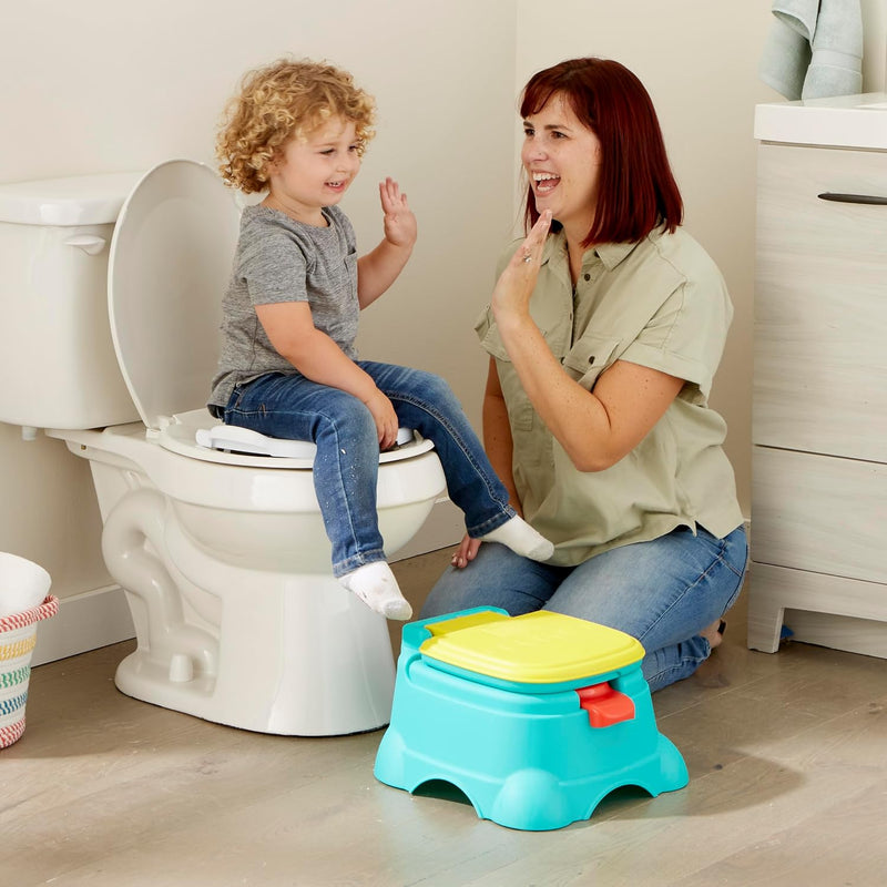 Sesame Street Elmo Hooray 3-in-1 Potty Training Toilet Seat and Step Stool, Easy to Clean Design with Flush Handle and Sounds, Portable and Great for Travel, Perfect for Toddler Boys and Girls 1-3