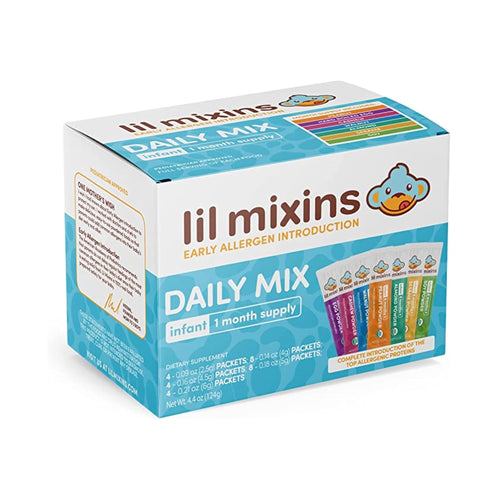 Lil Mixins Allergen Introduction Daily Mix for Babies, Top 7 Allergens | 7 Common Allergens: Peanut, Egg, Cashew, Walnut, Almond, Soy, Sesame, Easy-Mix Powder for Babies 4-12 Months, 1-Month Supply