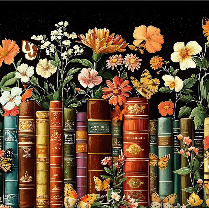 Vintage Wildflowers and Books 500-Piece Puzzle: Recycled Cardboard Jigsaw Challenge for Adults and Seniors