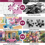 J.Biley 500 Piece Spring Street Jigsaw Puzzle for Adults & Teens, Blooming City Scene, Premium Recycled Cardboard, Anti-Glare HD Print, Letter-Coded Back, 20.5x15 Inch.