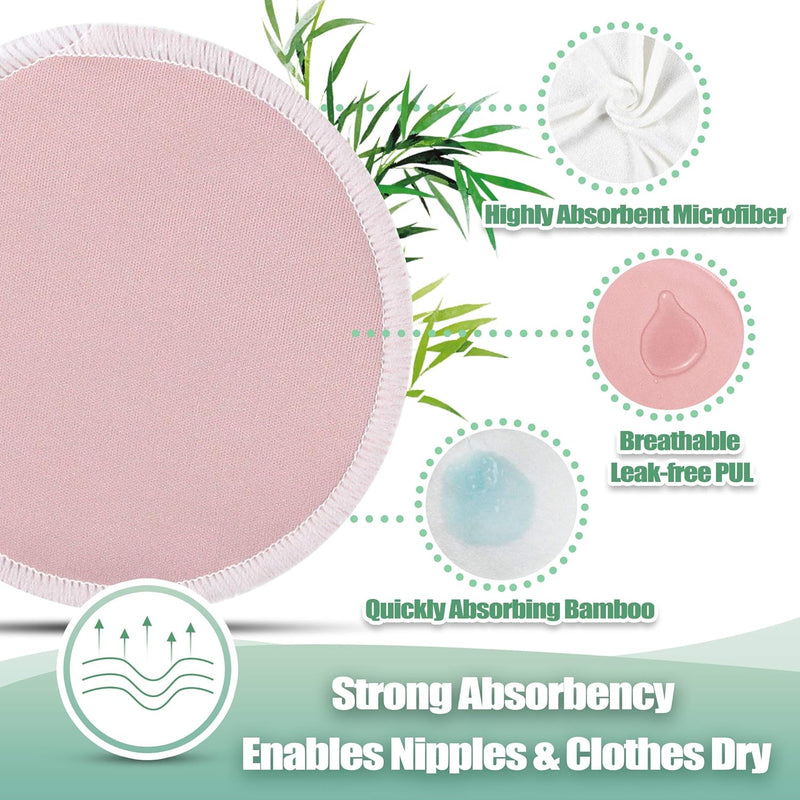 wegreeco Nursing Breast Pads (14 Pack) + Laundry Bag & Travel Storage Bag, 4.7 inch Option - Washable & Reusable Breastfeeding Nursing Pads (Mild, Large)