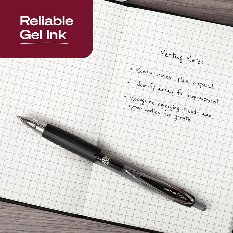 uniball™ 207 Gel Pens, Black Ink, 0.5mm Micro Point, Retractable, 12 Count, Smooth Writing, Fraud-Resistant, uni Super Ink™