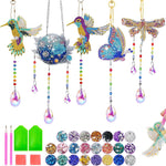 5Pcs Diamond art Kits for Kids/Adults, Crafts for Kids Ages 8-12, DIY Diamond Painting art Wind Chimes Crystal Window Suncatcher Craft, Birthday Gifts for 7 8 9 10 11 Year Old Girls, Home Garden Decor