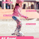 Adjustable Kids Bike Helmet Set for Ages 2-14, Multi-Sports Safety Gear with Knee and Elbow Pads