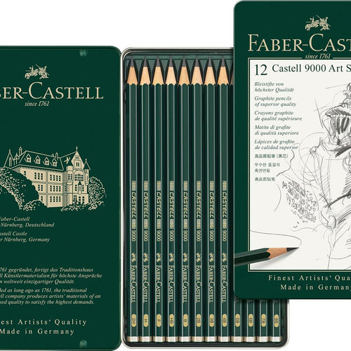 Faber-Castell 9000 Graphite Sketch Pencil Sets Art 8B - 2H set of 12