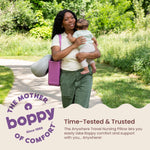 Boppy Anywhere Travel Nursing Pillow - Compact, Ergonomic Bottle & Breastfeeding Pillow with Snap & Loop Hanging Closure and Firm Hypoallergenic Fill, Baby Safety Alliance Verified