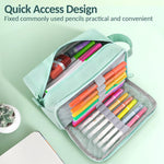Sooez Original High Capacity Pencil Case, Big Pencil Bag Pouch Box Organizer Pen Case, Aesthetic Supply for Girls Adults, Portable Journaling Supplies with Easy Grip Handle & Loop, Mint Green