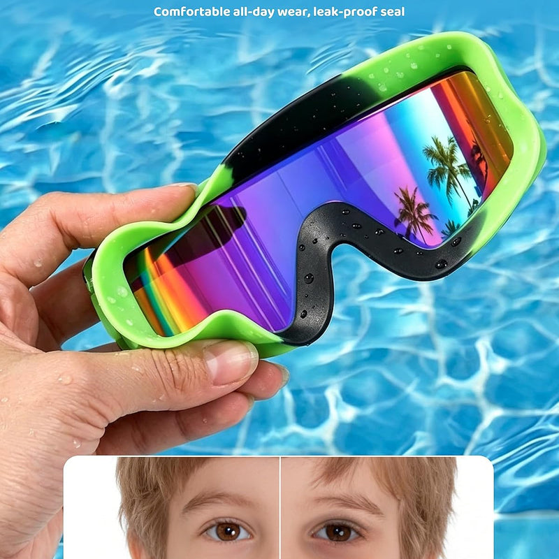 Aegend Kids Swim Goggles 2 Pack – Large Frame Anti Fog Soft Silicone Leak Proof UV Protection for Boys Girls Age 3-15