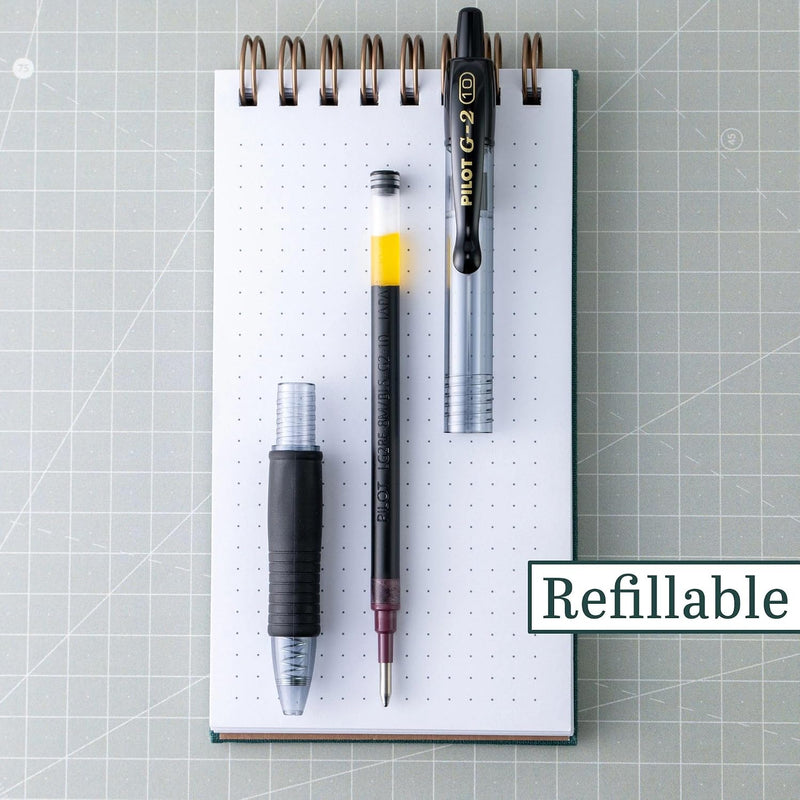 Pilot G2 Premium Refillable & Retractable Rolling Ball Gel Pens, Bold Point, Bold Gel Pens, 1.0mm, Black Ink, 12-Pack