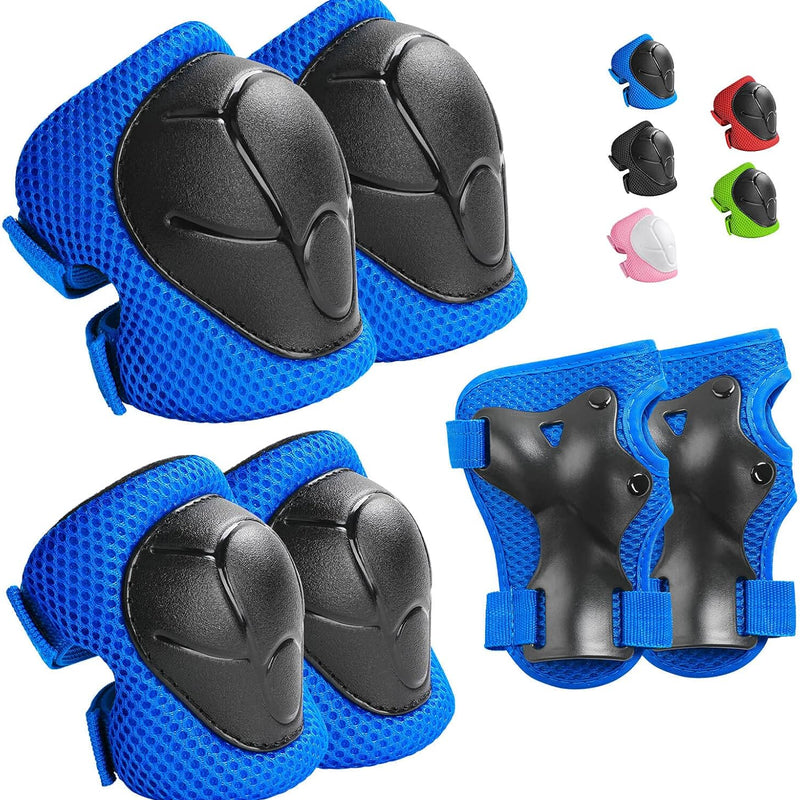 Wemfg kids protective gear set for 3-14 years toddlers with knee, elbow pads and wrist guards for skating, cycling and rollerblading