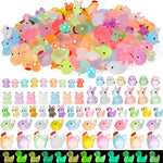 135 PCS Luminous Mini Resin Ducks Tiny Glow in The Dark Duck/ Chickens/ Rabbit/ Frogs /Dolphin /Mushroom/ 6 Combination Sets Resin Miniature Animals for Micro Landscape Dollhouse Garden Decoration