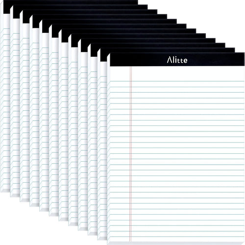 Alitte Legal Notepads 8.5 x 11, Pack of 12 - Perforated Wide Ruled Writing Pad - Premium Thick Paper, No Ink Bleeding - Blank Legal Pads For Home, Office, School, Business - 50 Sheets Per Notebook
