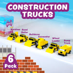 Tub Works® Construction Trucks Mold-Free Bath Toys, 6-Pack | Sealed Design Keeps Moisture Out | Soft, Squeezable & Float on Water