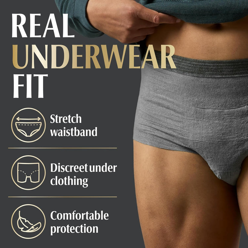 Depend Real Fit Adult Diapers, Incontinence Underwear for Men, Disposable, Maximum Absorbency, Large/Extra Large, 52 Count (2 Packs of 26), Packaging May Vary