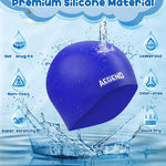 Aegend Kids Swim Cap 2 Pack, Silicone Waterproof Swim Cap for Kids Age 3-15 | Comfortable Swimming Cap for Girls Boys Toddlers Youth, Fits Long & Short Hair, Durable Cap for Swim Lessons Pool