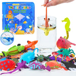 Color Changing No Hole Bath Toys with 2 Glow in The Dark Toys & Bath Book | Bath Toys for Kids Toddlers, Color Changing Squishy Sea Animal Bathtub Toys, Water Table Toys Sea Creatures Fish Toys