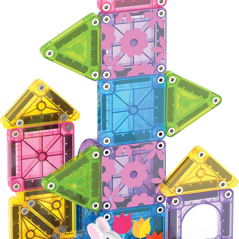 MAGNA-TILES microMAGS 24-Piece Spring Garden Travel Set, The Original Magnetic Building Brand