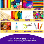 Blue Squid 3000+ pcs Arts and Crafts Supplies for Kids | Craft Kit Box for Kids Age 4-5, 4-8, 6-8, 8-12 | Craft Supplies & Materials Crafts Set Toys Art Box Gifts for Girls Boys Bulk Art Kit