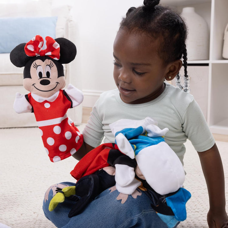 Melissa & Doug Disney Mickey Mouse & Friends 4-Piece Soft & Cuddly Hand Puppet Set for Imaginative Play, Featuring Mickey, Minnie, Donald, and Goofy for Kids and Adults.
