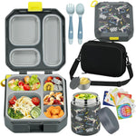 wiwens Bento Lunch Box for Kids with 12oz Soup Thermo Leak-Proof Lunch Food Container with 5 Compartment Thermo Hot Food Jar and Insulated Lunch Bag for Kid Toddler Girls Boys to School