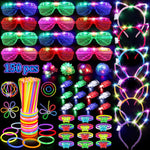 150PCS Glow Party Supplies: Glasses, Headbands, Rings, 100 Glow Sticks for Kids & Adults