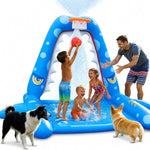 JOSEN Sprinkler for Kids Outdoor Play, Giant Inflatable Shark Water Toys Splash Pad with Basketball Hoop, Fun Sprinkler Summer Outdoor Game for 3-8 Years Old Children Boys Girls Birthday Gift