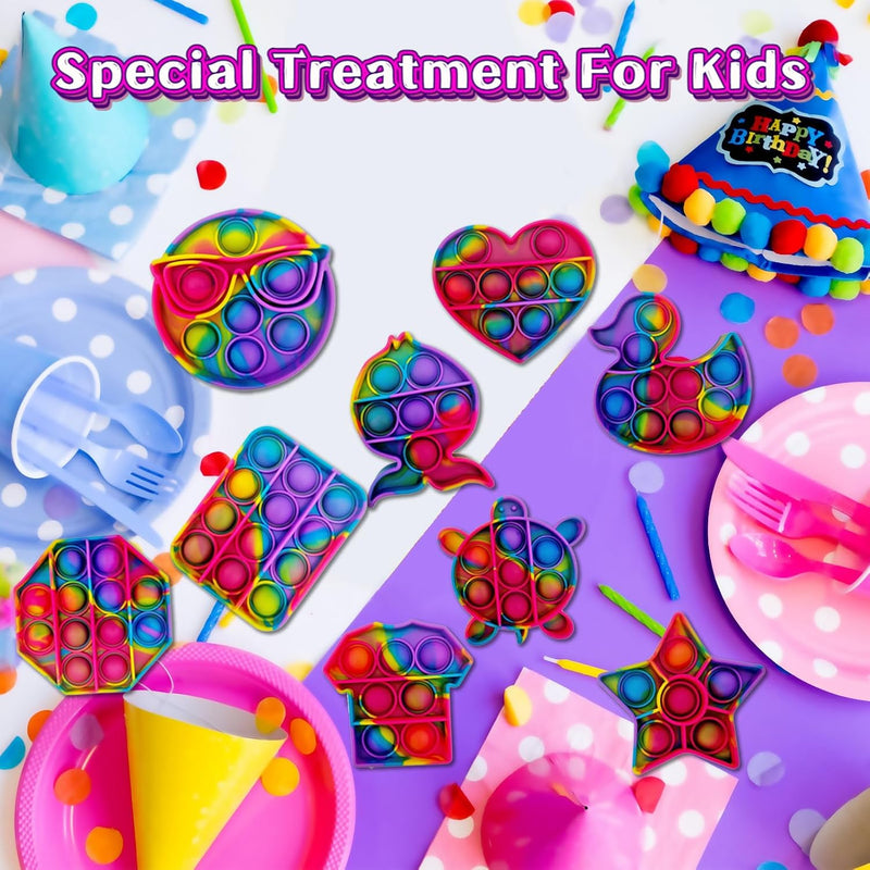 14 Pack Pop Fidget Sensory Toys Party Favors for Kids 4-8 8-12 Year Boys Girls Mini Fidget Toy Bulk Bubbles Popper for Easter Basket Stuffers Stress Toy for Birthday Party Favors Toddler Toys