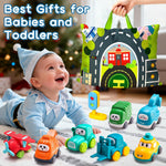 Cranes Car Toys for 1 Year Old Boy Gifts with Playmat/Storage Bag | 8 PCS Vehicles for Baby Boy Gifts,1st Birthday Gift for Toddler Boy Toys 1-2,1 Year Old Toys for Infant 12 18 Months