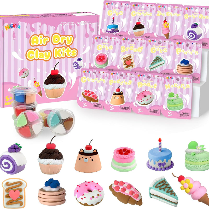 Nicella Air Dry Clay Kit, 12 Animals Modeling Clay for Kids, Model Magic Clay with Sculpting Tools and Tutorials, Safe & Non-Toxic, DIY Arts & Crafts School Projects, Home Party Favors for Boys Girls