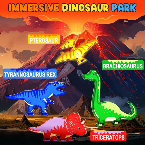 Coodoo Dinosaur Magnetic Tiles STEM Sensory Toy for 3+ Year Old Kids