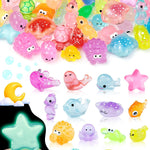 FIVEIZERO 100PCS Luminous mini Resin Animals Bulk - 20 Styles Glow in The Dark Plastic Tiny Animals Figures for Dollhouse, Fairy Garden, Aquarium, Party Favors & DIY Craft Decor