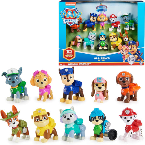 Paw Patrol, 10th Anniversary, All Paws On Deck Toy Figures Gift Pack with 10 Collectible Action Figures, Kids Toys for Ages 3 and up