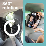 Baby Car Mirror for Rear Facing Seats (2 Pack) | Double award-winning, shatterproof and shakeproof baby car mirror with 360° rotation and clear convex view for newborn safety