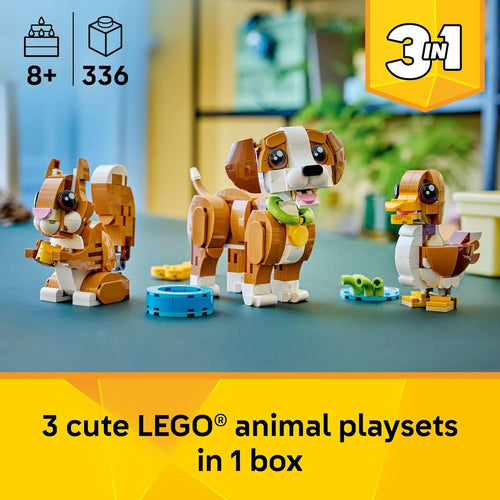 LEGO Creator 3-in-1 Cute Animals Building Toy for Kids and Girls Ages 8+ - Gift for Birthdays with Dog, Squirrel, or Duck Models