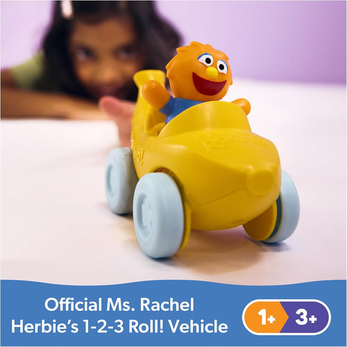 Ms. Rachel Herbie's 1-2-3 Roll! Toy Car with Click-in Figure & Pull Back Action, for Toddlers 1-3Y+