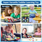 Montessori Busy Board & Busy Book for Toddlers – Sensory & Learning Toy that Keeps Kids Busy, Travel Toy for Airplane & Car, Screen for Boys & Girls (Blue/P4)