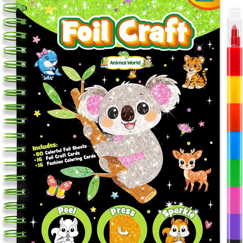 FUNNYB&G Foil Art Craft Kit for Kids, Sparkly Birthday Gift Toy for Kids
