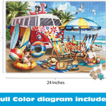 Buffalo Games – Dog Days of Summer by Tom Wood 750 Piece Jigsaw Puzzle for Adults – Precision-Cut Pieces, Beautiful Artwork, and Hours of Relaxing Fun - Relaxing Beach Day with The Family Pet