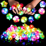 38-pack light up rings for kids with 6 shapes and bright colors, perfect for Halloween party favors