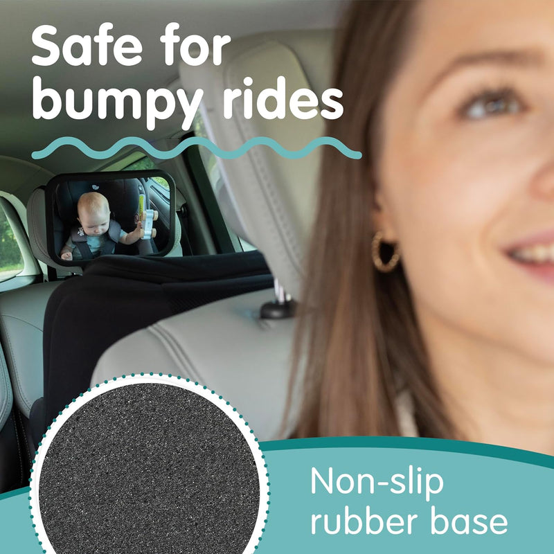 Baby Car Mirror for Rear Facing Seats (2 Pack) | Double award-winning, shatterproof and shakeproof baby car mirror with 360° rotation and clear convex view for newborn safety