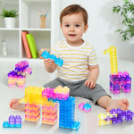 JOY SPOT! 40 PCS Sensory Soft Building Blocks for Toddlers, Kids Montessori Squishy Stacking Toy Set,Squeezable & Stretchable Early Learning Construction Playset,Puzzle Blocks for Creative Play